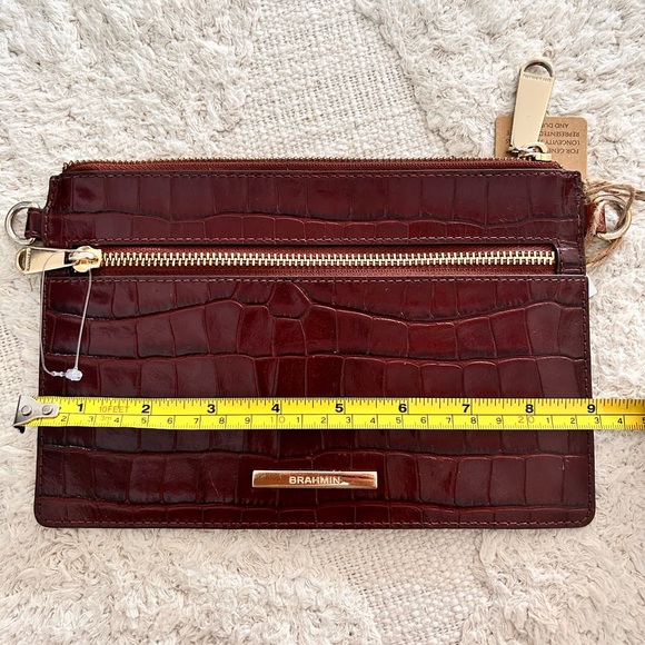 Brahmin crocodile Leather Chocolate Cherry Leather Clutch - Picture 11 of 12